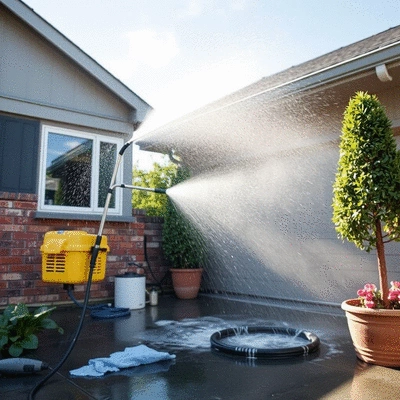 Power washing service in action