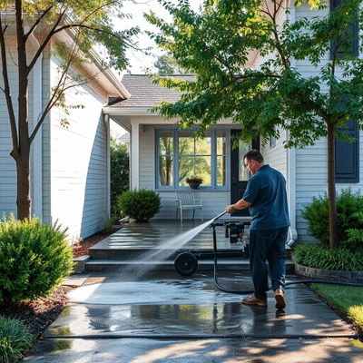 Pressure washing service enhancing curb appeal