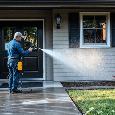 Pressure washing service in action