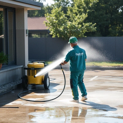 Eco-friendly pressure washing service in action