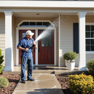 Pressure washing services in action