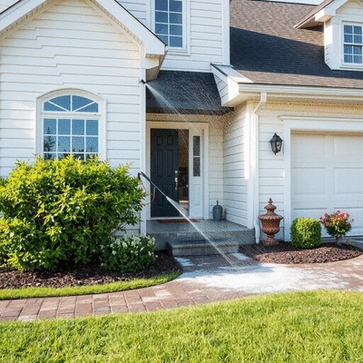 Pressure washing enhancing curb appeal