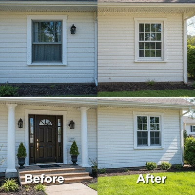 Before and after house washing results
