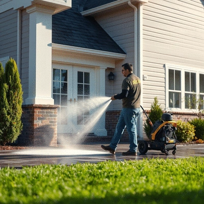 Power washing in action